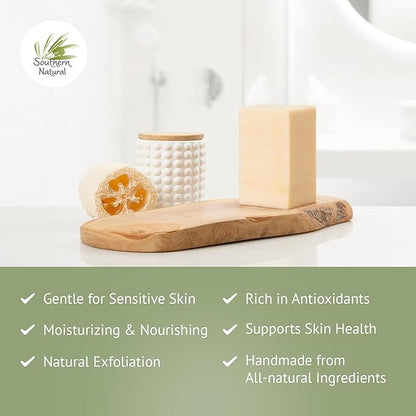 Southern Natural Goat Milk Soap Bar (3 Pack - Tea Tree Peppermint) For Dry, Sensitive Skin. Natural Handmade Soap For Men, Women and Kids. Great For Face & Body.