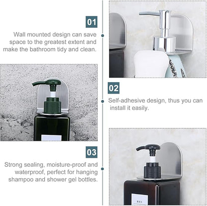 ABOOFAN Wall-Mounted Bathroom Storage Rack with Shampoo Bottle Holder Hook Self-Adhesive Shower Gel Bottle Rack for Space Saving and Organized Bathroom
