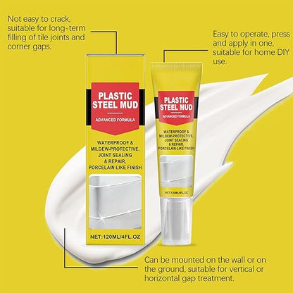 White Caulking Bathroom, 120ml Crack Proof Adhesive, Waterproof White Sealant, Silicone Material, Home Improvement Accessory with Scraper, for Kitchen Bathroom Shower Sink Basement Window