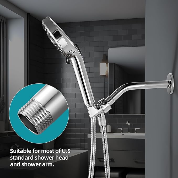 Cobbe Shower Arm with Flange and Teflon Tape, 6-Inches Wall Mounted Shower Pipe Arm 304 Stainless Steel Extension for Fixed Shower Head, Chrome