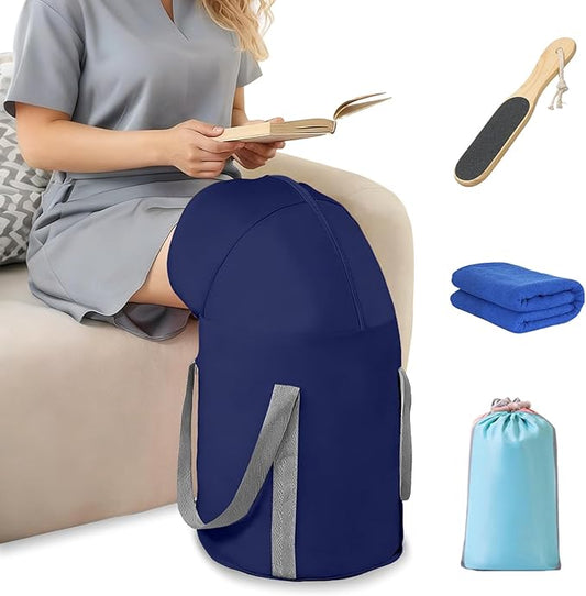Collapsible Foot Soaking Tub, 2026 Upgraded 5-Layer Insulated Portable Foot Bath Basin, Heat-Resistant Foldable Foot Spa Bucket with Storage Bag for Home, Travel, Camping, Outdoor Use (Navy Blue)