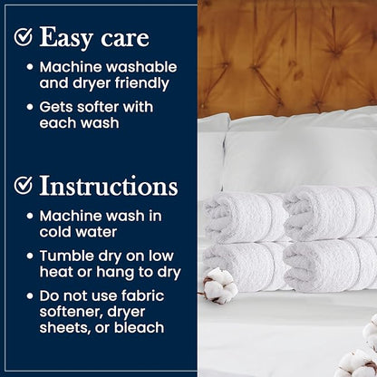 HALLEY Turkish 4 Pack Premium Hand Towels (4 Pieces) 650 GSM Highly Absorbent Super Soft 100% Cotton - 4 Hand Towels (White)