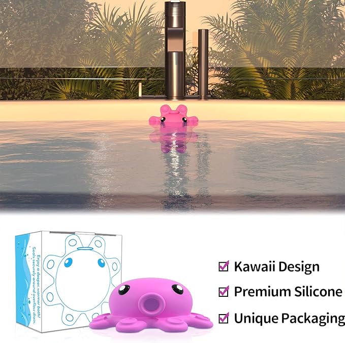 Silicone Bathtub Overflow Drain Cover with Suction Cup - Adds Inches of Water for Deeper Bath, Deep Pink
