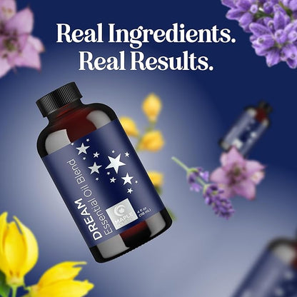 Sleep Essential Oil Blend for Diffuser - Dream Essential Oil for Diffusers Aromatherapy and Wellness with Ylang-Ylang Clary Sage Roman Chamomile and Lavender Essential Oil for Nighttime Support 4oz