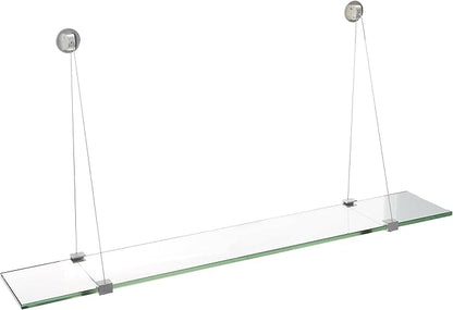 Spancraft Glass CR-4.75x24-Brushed Steel Crane Glass Shelf, Brushed Steel, 4.75" x 24"