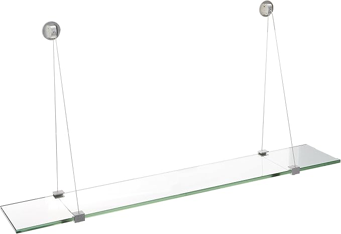 Spancraft Glass CR-6x30-Brushed Steel Crane Glass Shelf, Brushed Steel, 6" x 30"