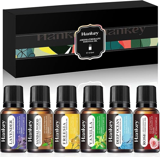 6 Pcs Fragrance Essential Oils Set - Lavender, Rose, Vanilla, Sandalwood, Freesia & Deep Ocean - 100% Pure Aromatherapy Oils for Relaxation, Sleep & Mood - Therapeutic Grade, Undiluted, Gift Ready
