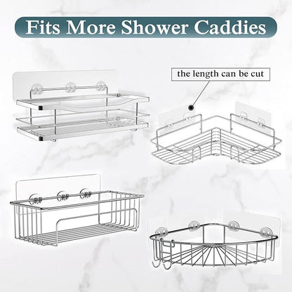 EAGMAK 4 Pack Transparent Shower Caddy Adhesive for Replacement, No Drilling, Soap Holder, Bathroom Storage Shelves and Kitchen Racks