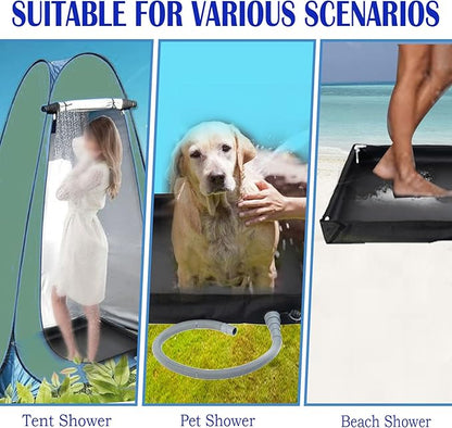 Portable Shower Pan, Foldable Outdoor Shower Floor with Drain & Storage Bag, RV Shower Pan Camping Shower Base for Outdoor, Indoor, Camping, Beach, Pet Bath