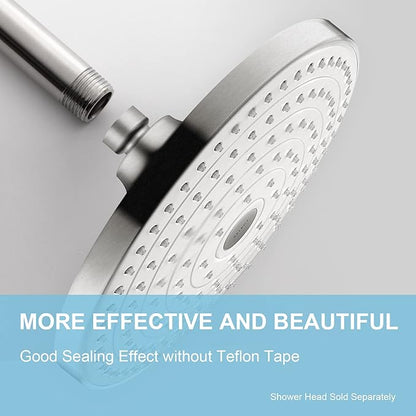 OFFO Shower Arm with Flange, 24 in Brushed Nickel Ceiling Mount Replacement Rain Shower Head Straight Arm Ceiling-Mounted For Fixed Shower Head & High Pressure Rain