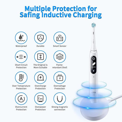 Replacement Charger for Oral-B iO Series iO7 iO8 iO9 Electric Toothbrush, Model 3768 Magnetic Charging Base for Oral-B Electric Toothbrush iO Series,White（Incompatible IO4/5/6