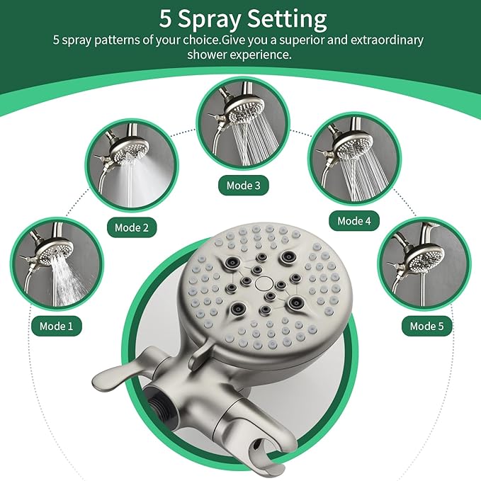 3 Handle Shower Faucet Set Shower System with Tub Spout Bathtub Faucet Set Shower Head Combo Set Complete Tub and Shower Faucet Combo Shower Fixtures Trim Kit Brushed Nickel