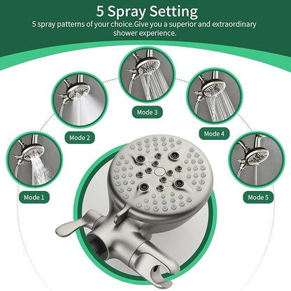 3 Handle Shower Faucet Set Shower System with Tub Spout Bathtub Faucet Set Shower Head Combo Set Complete Tub and Shower Faucet Combo Shower Fixtures Trim Kit Brushed Nickel