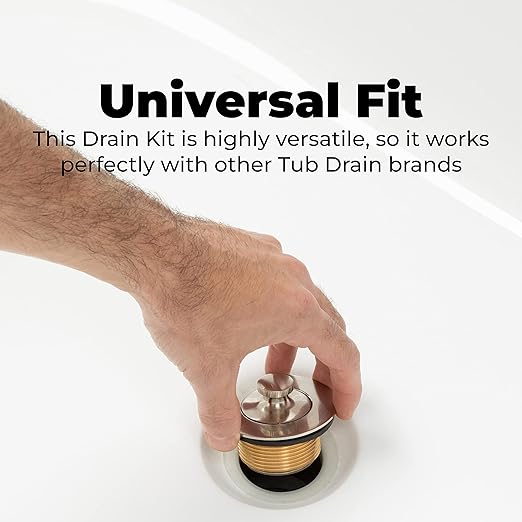 Dorence Lift and Turn Bathtub Tub Drain Assembly, Conversion Kit, Trim Waste and Single Hole Overflow Face Plate, All Brass Construction