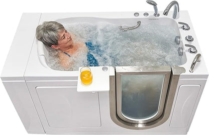 Ella Royal 32"x52" Acrylic Hydro Massage Walk-In Bathtub with Right Inward Swing Door, Heated Seat, 5 Piece Fast Fill Faucet, 2" Dual Drain
