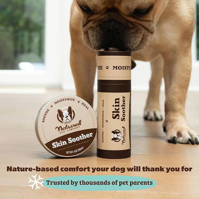 Natural Dog Company Skin Soother Balm for Dogs – 2oz Stick, All Natural Hot Spot & Rash Relief – Organic Itchy Skin Soothing Moisturizer for Dry, Red, Crusty Skin – Lick-Safe Dog Balm, Made in USA