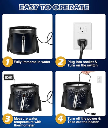 2026 Upgraded Portable Shower for Camping with Heater, Rechargeable Camping Shower with Intelligent LED Display, 5 Gal Foldable Bucket, 4 Spray Modes, Portable Shower for Travel, Pet Bath, Car Washing