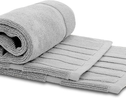 White Classic Luxury Bath Mat Floor Towel Set - Absorbent Cotton Hotel Spa Shower/Bathtub Mats [Not a Bathroom Rug] 22"x34" | 2 Pack | Dolphin Grey