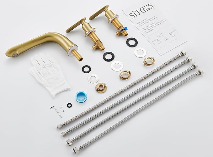 SITGES Classic Bathtub Faucet,2-Handle Brushed Nickel Tub Filler,3-Hole Widespread Roman Tub Faucet,High Flow Deck Mount Bath Tub Faucet with Valve Included