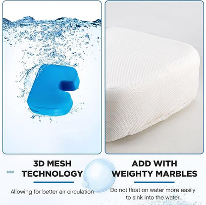 Suzile 2 Pcs Hot Tub Booster Seat Weighted Spa Bathtub Booster Inflatable Cushion Quick Dry Non Slip Bottom Portable Seat with 3D Air Mesh Cover Tub Accessory for Adult Indoor Outdoor(Blue)