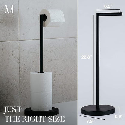 Marmolux Acc - Free Standing Toilet Paper Holder 1pc - Bathroom Storage for 4 Rolls of Tissue Modern Stainless Steel Matte Black Toilet Paper Holder. - Tp Holder Stand