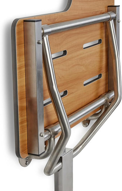 Seachrome 32" x 22.5” Teak Reversible Folding Transfer Tub/Shower Seat, ADA Compliant