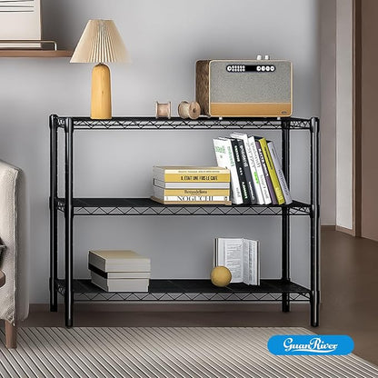3-Shelf Adjustable Metal Shelf Wire Shelving Unit Storage Rack Display Shelf for Office,Kitchen,Bedroom,Bathroom,Laundry,Pantry Basement,Garage(Black,36" L x 14" W x 30" H)