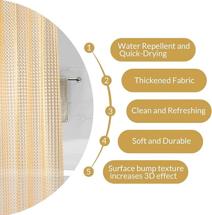 NTBAY EVA Semi-Transparent Clear Shower Curtain with Yellow Checkered, Water-Repellent Liner with 3 Magnets for Bathroom, 72x72 Inches