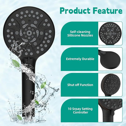 Hibbent Filtered Shower Head with Handheld, High Pressure 10 Spray Showerhead with Filters, Water Softener for Hard Water-Remove Chlorine, Reduces Dry Itchy Skin, Oil-Rubbed Bronze