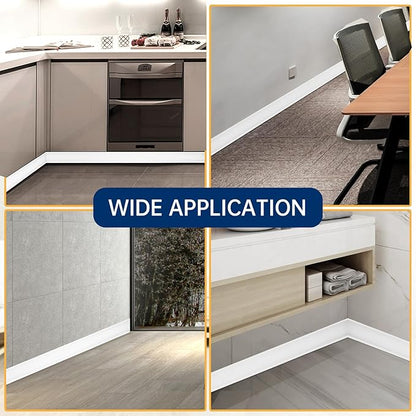 Flexible Baseboard Molding Trim 6 Inch Self-Adhesive Vinyl Wall Base Peel and Stick Cove Base Rubber Wall Baseboard Moulding Trim (20Ft, White)