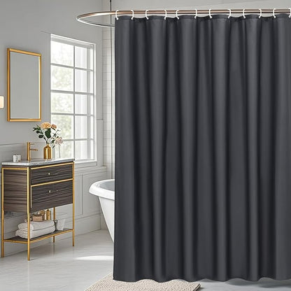 AooHome 96 inch Extra Long Solid Shower Curtain for Hotel, Water Repellent Shower Curtain Liner with Hooks, 72 Width x 96 Height inch, Dark Grey