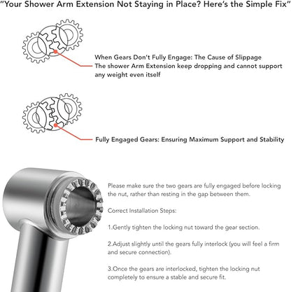 11 Inch Adjustable Shower Head Extension Arm With Locking Set Screw, Singing Rain Brass Egyptian Gold Angle Height Adjustable, Easy To Install, G1/2 Universal Connector Compatible (Egyptian Gold)