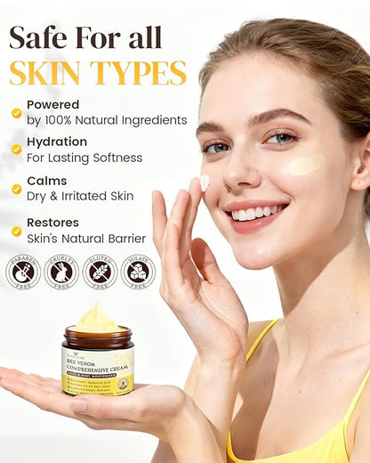 Bee Venom Comprehensive Cream, Bee Venom Skin Treatment Cream, All-in-One Nourishing Treatment with Hyaluronic Acid, Lifting Firming Repair Moisturizer, Natural Gentle Formula for All Skin Types, 60g