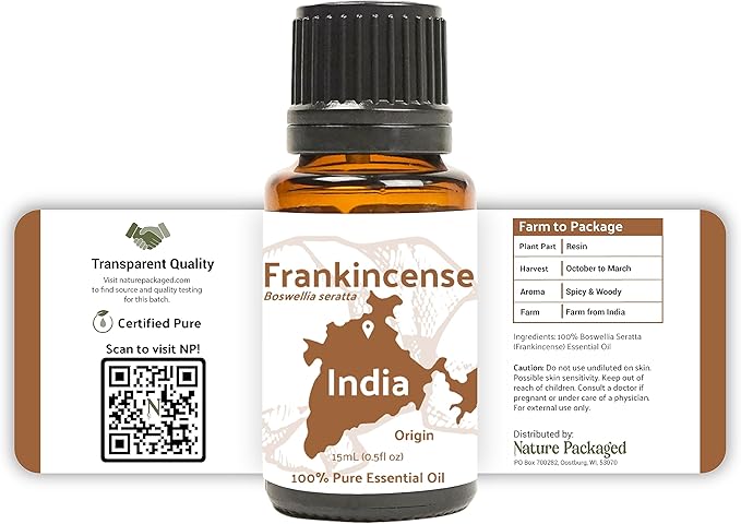 Frankincense Essential Oil - Direct from Madhya Pradesh, India - Pure Essential Oil for Diffusers and Aromatherapy | 100% Pure Therapeutic Grade Natural Aceite de Incienso (15ml)