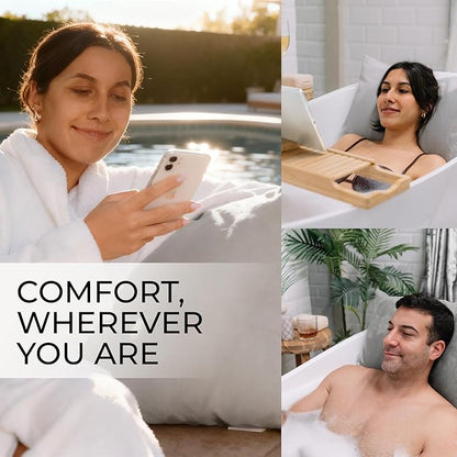 Luxury Bath Pillow for Tub - Thick and Comfortable Bathtub Pillow Support for Head and Neck and Back - Washable Quick-Drying Bath Pillows - Bath Cushion for Home Spa - Fits Any Bathtub - Light Gray