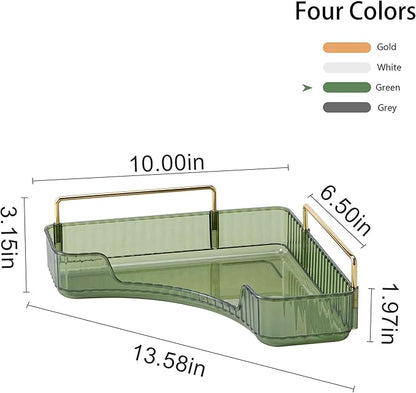 YCIA&DONE Corner Bathroom Counter Organizer, Makeup Organizer for Vanity, Skincare Cosmetic Perfume Tray, Corner Countertop Shelf Rack Storage for Bathroom Kitchen 1 Tier (Vintage Green)