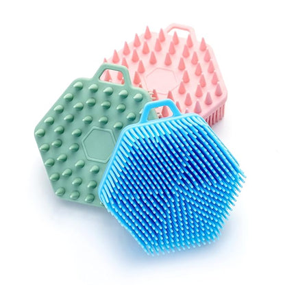 Premium Sensory Brush for Kids or Autism,Soft Silicone Body Scrubber,2 in 1 Sensory Room Occupational Therapy Sensory Brushes,Silicone Loofah,Pets Shower Brush Bath Brush Shampoo Brush（Hexagon-Pink）