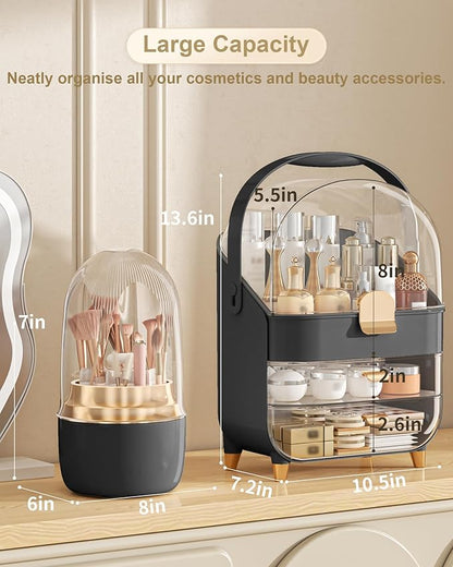 Makeup Organizer, Skincare Holder Bathroom Counter Organizer, Storage Box Cosmetic Display Cases, Teen Girl Gifts Trendy Stuff Make up Organizers for Vanity, Countertop (black)