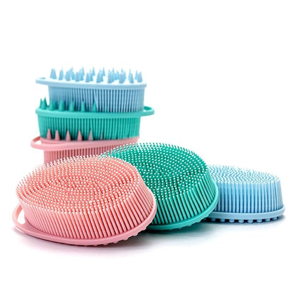 Premium Sensory Brush for Kids or Autism,Soft Silicone Body Scrubber,2 in 1 Sensory Room Occupational Therapy Brushes,Silicone Loofah,Pet Shower Brush Bath Shampoo Brushes(hangable-Oval-Teal)