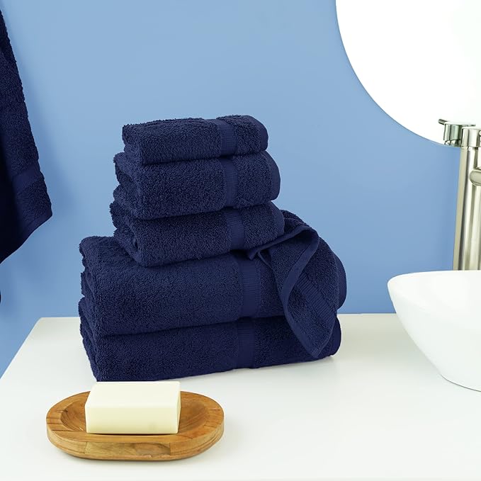 Chakir Turkish Linens Luxury Spa and Hotel Quality Premium Turkish Cotton 6-Piece Towel Set (2 x Bath Towels, 2 x Hand Towels, 2 x Washcloths)
