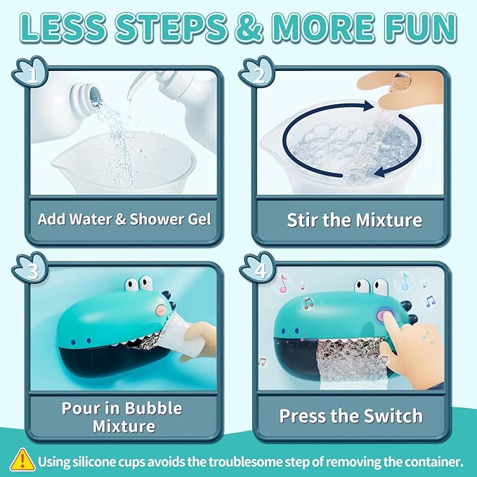 Lehoo Castle Toddler Bath Toys, Bath Bubble Machine, Dinosaur Bath Toys for Kids Ages 1-3, Bubble Maker for Bathtub, Toys for Boys Girls
