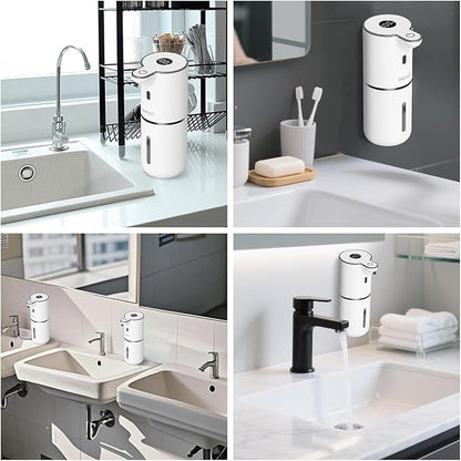 Automatic Liquid Soap Dispenser Touchless, USB Rechargeable Smart Hand Soap Dispenser, 6-Level Adjustable, 12.8oz/380mL Wall Mounted for Bathroom Kitchen Dish Soap White