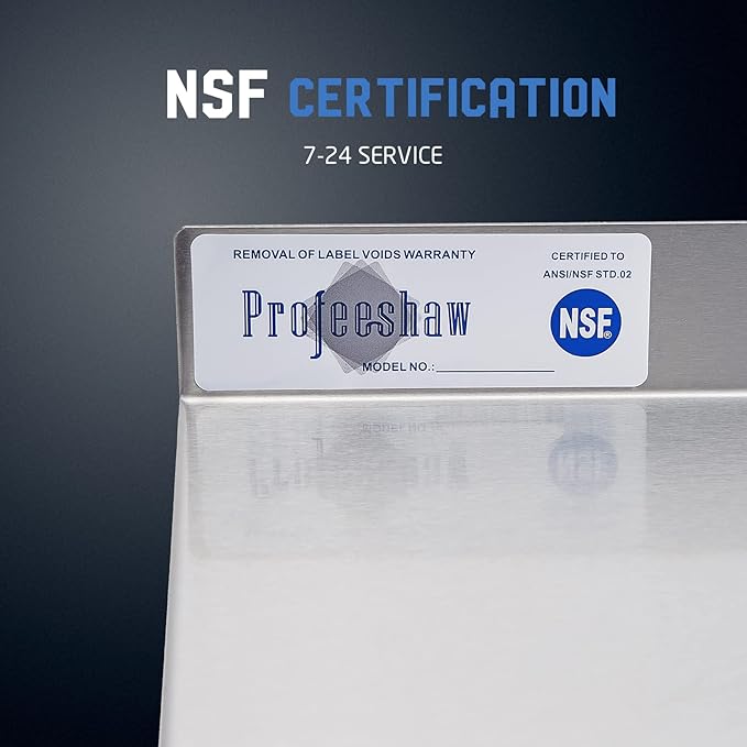 Profeeshaw NSF Stainless Steel Shelf 14” x 48”, 350 lb Commercial Shelves Wall Mounted Metal Shelving with Backsplash and 2 Brackets for Restaurant, Bar, Utility Room, Kitchen and Garage