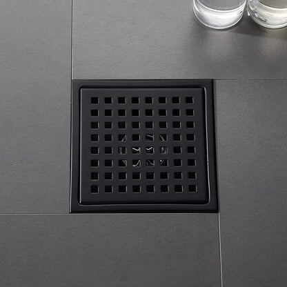 6 Inch Shower Drain Brushed Nickel Square with Adjustable Shower Drain Base Flange SUS304 Stainless Steel Floor Drain Cover Removable Mesh Grille