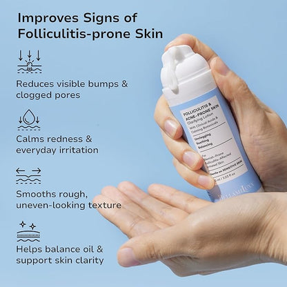 Folliculitis Acne Lotion for Body: Helps Reduce Itch, Redness, Body Acne, Bumps & Uneven Texture with Salicylic & Glycolic Acid + Botanicals - Gentle Care for Folliculitis-Prone Skin