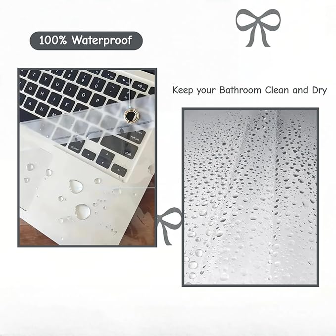 Clear Cute Black Bow Shower Curtain Liner, Plastic Transparent Girly Fancy Shower Curtain, Aesthetic Preppy Shower Curtain Bow Bathroom Decor for Women, 72x78 Shower Curtain Set with Magnets 12 Hooks