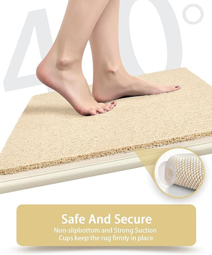 Mecko Non Slip Shower Mats, 17x30 Inch, Anti-Slip Bathtub Mats with Suction Cups for Bathroom, Foot Scrubber Loofah Bath Mats for Shower, Quick Drying Shower Stall Mats for Wet Areas (Beige)