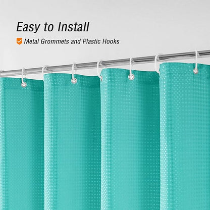 Gibelle Ombre Shower Curtain, Teal Grey Gradient Fabric Shower Curtain, Waffle Weave Textured Bathroom Curtains Shower Set with Hooks, Water Repellent and Machine Washable, 72 x 72