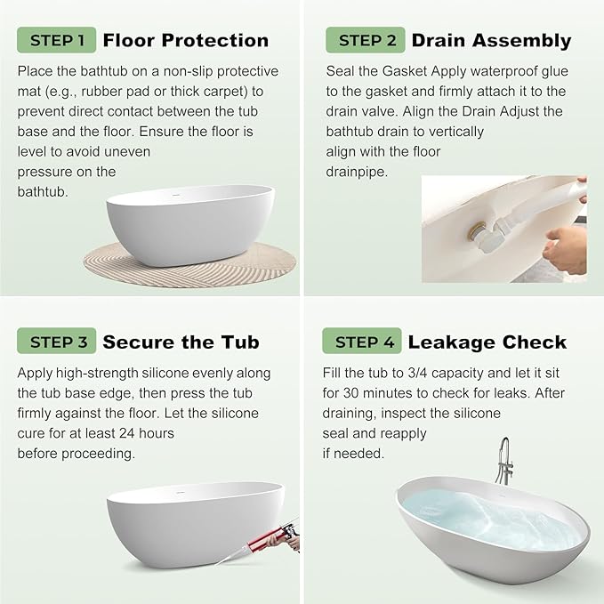 71" Premium Solid Surface Freestanding Bathtubs, Upgraded Transparent Dark Grey Oval Resin Soaking Tub with Pop-up Drain