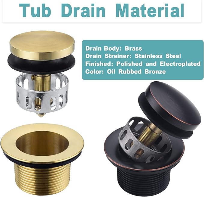 BESTILL Tip-Toe Bathtub Drain Bath Tub Trim Set Conversion Kit, Two Hole Style, Oil Rubbed Bronze
